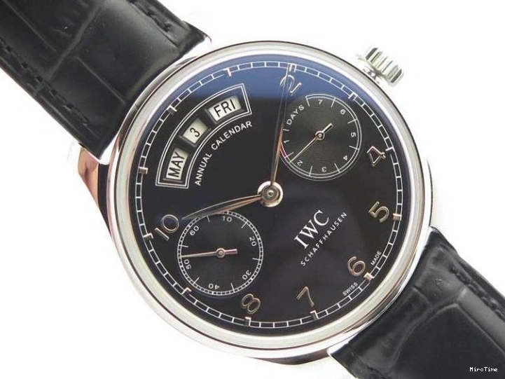 MIROTIME 0328 Portuguese Real PR Real Annual Calendar IW5035 YLF 1:1 Best Edition Black Dial On Leather Strap A Soft 7240